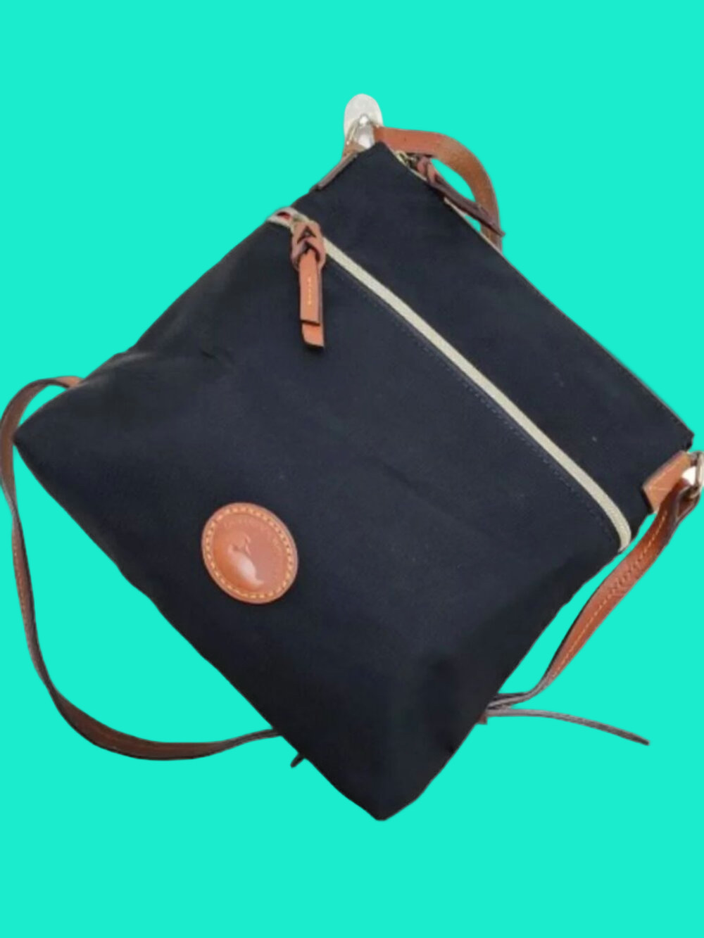 Dooney & Bourke Black Crossbody Bag with Brown Leather Trim
